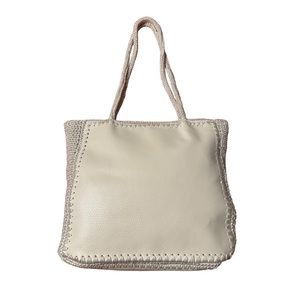 Bijoux Terner Shoulder Bag Beige‎ Faux Leather Crochet